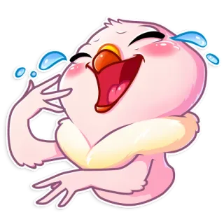 😂 bird, emoji, laughter, joy, tears, cartoon, pink telegram sticker