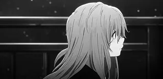 😭 anime, garota, cabelo comprido, preto e branco telegram sticker
