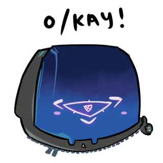 👌 O/KAY! ok, acuerdo, pulgar arriba, robot, lindo, positivo whatsapp sticker