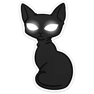 👀 cat, animal, black cat, sticker, pet, eyes telegram sticker