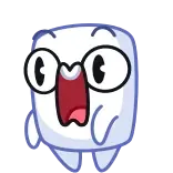 😧 Cartoon, Personage, Bril, Kubus, Wit, Geanimeerd telegram sticker