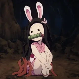 💗 Nezuko Kamado Demon Slayer Anime, Nezuko, Demon Slayer, Orecchie da coniglio, Kawaii whatsapp sticker