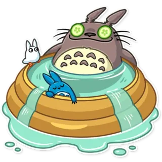 🛀 Totoro My Neighbor Totoro anime, cartoon, bad, ontspanning, komkommer telegram sticker