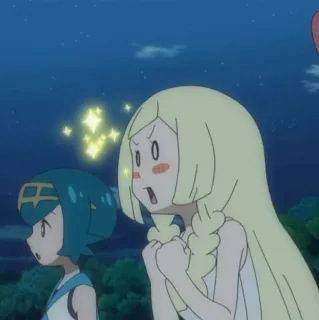 ✨ Lillie Pokemon Аниме, Покемон, Лилии, Мультфильм, Милый, Удивлённый whatsapp sticker