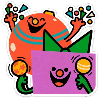 🥳 kartun, karakter, senang, unik, pesta, perayaan telegram sticker