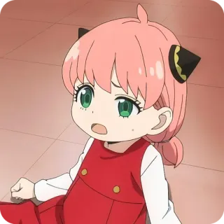 🙂 Anya Forger Spy x Family Anime, Spy x Family, Anya Forger, Postać, Słodkie, Różowe włosy, Kawaii, Manga telegram sticker