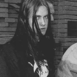 ➖ man, long hair, black metal, music, portrait, black and white telegram sticker
