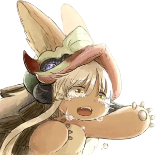 😭 Nanachi Made in Abyss ร้องไห้, อนิเมะ, มังงะ, นานาจิ, ผ่าเหวนรก, ตัวละคร whatsapp sticker