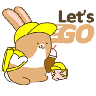 ✌️ Let's Go! cartoon, bunny, animal, kawaii, cute, yellow telegram sticker