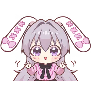 😯 Anime, Chibi, Schattig, Konijn, Personage, Sticker telegram sticker
