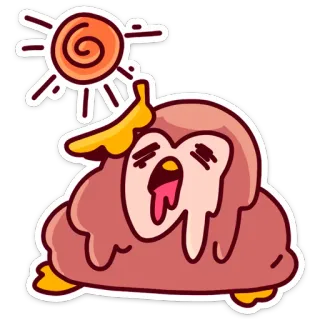 🌞 schmelzend, sonne, banane, schwitzend, erschöpft, heiß, cartoon, faultier whatsapp sticker