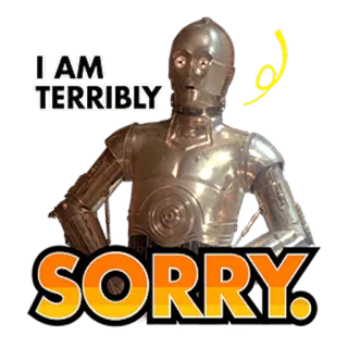 🙏 C-3PO Star Wars I AM TERRIBLY SORRY. robot, scusa, droide, star wars, film, scusa telegram sticker