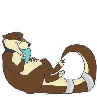 🍴 Otter, Tier, niedlich, Cartoon, Säugetier whatsapp sticker
