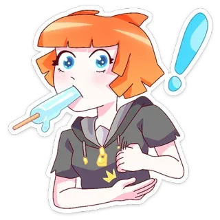 🍦 dibujos animados, polo, estilo anime, chica, personaje, comiendo, lindo telegram sticker