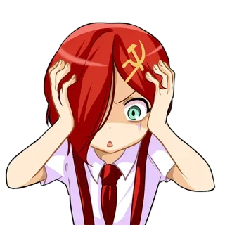 😡 Anime, Fille, Communisme, Cheveux roux, Faucille et marteau, Politique whatsapp sticker