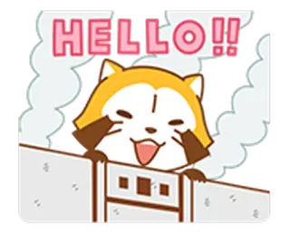 🤚 HELLO!! ciao, saluto, cartone animato, carino, animale, tanuki, cane procione telegram sticker