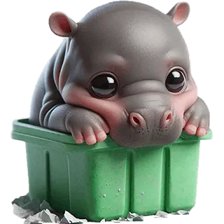 😌 kuda nil, bayi kuda nil, imut, binatang, kartun, wadah hijau telegram sticker