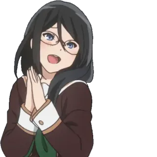 😍 Anime, Garota, Fofa, Óculos, Sorrindo telegram sticker