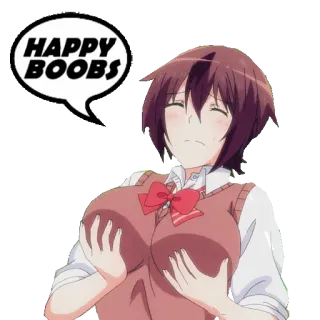 💙 HAPPY BOOBS 动漫, 胸部, 快乐, 女学生, 卡通 telegram sticker