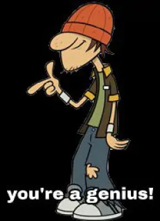 😲 you're a genius! Мультфильм, Персонаж, Гений, Шляпа, Указывает telegram sticker