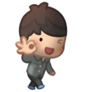 👌 Cartoon, OK, Schattig, Knipoog, Blij, Chibi telegram sticker