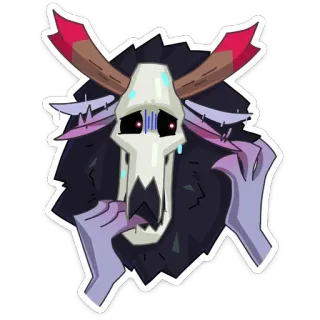 😬 череп, монстр, существо, грустный, фэнтези, персонаж, рога telegram sticker