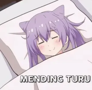 😌 MENDING TURU sleep, anime, cat ears, cute, sleeping telegram sticker