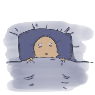 😐 kartun, karakter, tidur, tempat tidur, malam, ilustrasi telegram sticker