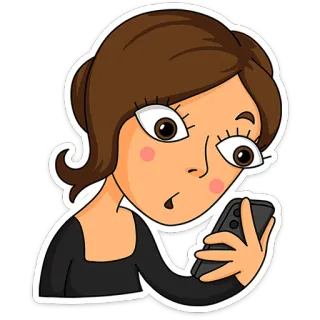 ⭐ Frau, Cartoon, überrascht, Handy, Technologie telegram sticker