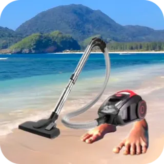 🚗 aspirateur, plage, humour, nettoyage, drôle, bizarre, surréel telegram sticker