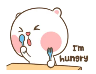 😣 I'm hungry hambriento, dibujos animados, oso, lindo, comida, comiendo telegram sticker