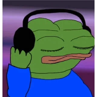 🙂 Pepe the Frog pepe, pepe de kikker, kikker, koptelefoon, muziek telegram sticker