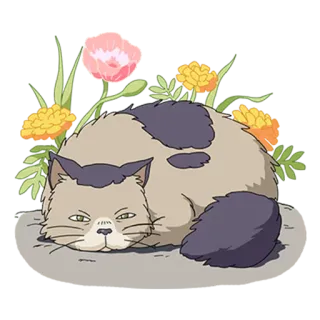 😺 고양이, 동물, 꽃, 만화, 귀여운, 졸린, 게으른, 애완 동물 telegram sticker