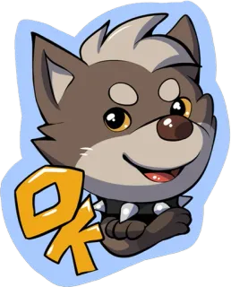 👍 OK wolf, anime, sticker, cartoon, ok telegram sticker