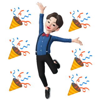 🎉 celebración, fiesta, confeti, baile, avatar, alegre telegram sticker