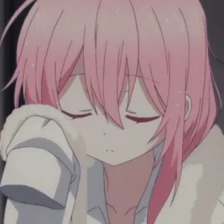 🌸 Anime, Triste, Fille, Cheveux roses whatsapp sticker