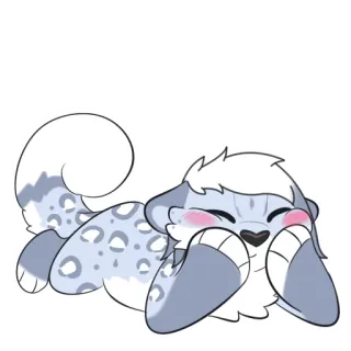 ☺️ Schneeleopard, Cartoon, Süß, Tier, Aufkleber telegram sticker