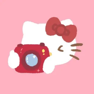 📸 Hello Kitty Hello Kitty, Мультфильм, Кот, Каваий, Наклейка, Милый, Красная камера telegram sticker