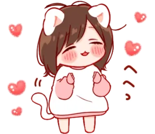 💭 девушка-кошка, аниме, милый, каваий, сердце, эмодзи telegram sticker