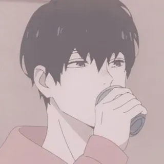 💰 Anime, Mangá, Bebendo, Retrato, Desenho animado whatsapp sticker