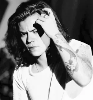 💞 Harry Styles แฮร์รี่ สไตลส์, นักร้อง, ภาพบุคคล, วันไดเร็กชัน, ขาวดำ telegram sticker