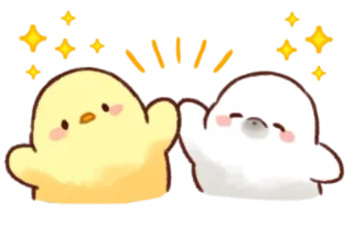 🙏 цыпленок, призрак, дай пять, милый, мультик, дружба, блестки telegram sticker