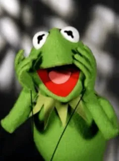 😱 Kermit カーミット, マペッツ, カエル, 緑, 人形, ショック telegram sticker