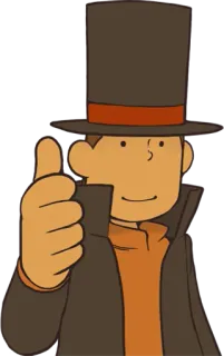 👍 Professor Layton Professor Layton, cartola, personagem, video game, quebra-cabeça, polegar para cima telegram sticker