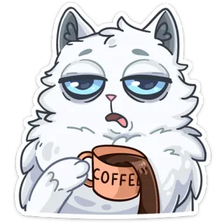 ☕️ COFFEE cat, coffee, sleepy, animal, morning, drink telegram sticker