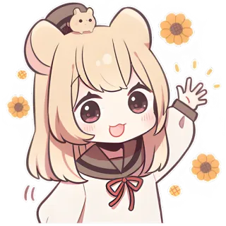 👋 귀여운, 애니메이션, 여자, 카와이, 곰, 만화 telegram sticker