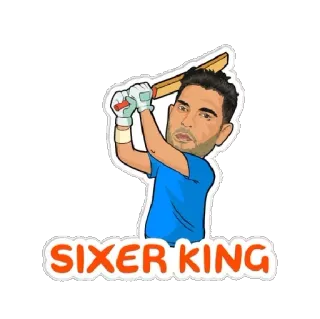 🏏 SIXER KING cricket, sports, bat, king, sixer whatsapp sticker