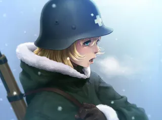 😶 Anime, Soldat, Hiver, Militaire, Fusil, Guerre whatsapp sticker