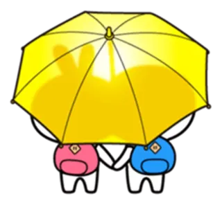 👫 우산, 귀여운, 만화, 커플, 배낭, 비, 보호 telegram sticker