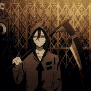 🩸 Zack Angels of Death anime, scythe, hoodie, horror telegram sticker